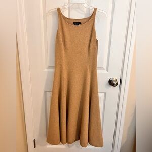 Ralph Lauren Black Label 100% Wool Sleeveless Midi Dress Made in Italy Tan US 4